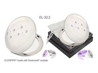 32.2 (2in1) sw lusterko kosmetyczne fiolet biały Swarovski crystal cosmetic mirror violet white Kosmetik Taschenspiegel dla Niej gift (1).jpg