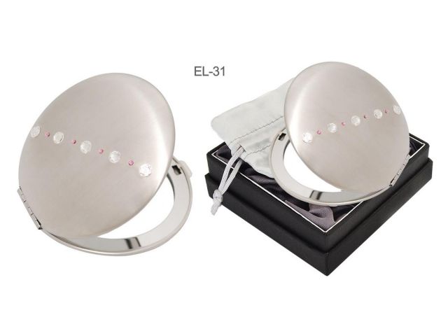 31 (2in1) sw lusterko kosmetyczne biały różowy Swarovski crystal cosmetic mirror white pink Kosmetik Taschenspiegel dla Niej gift (2).jpg