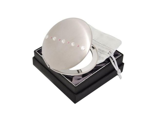 31 lusterko kosmetyczne biały różowy Swarovski crystal cosmetic mirror white pink Kosmetik Taschenspiegel dla Niej gift (4).jpg