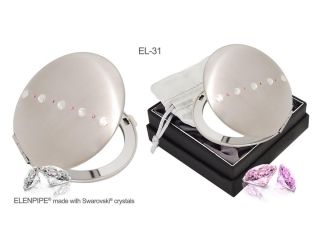 31 (2in1) sw lusterko kosmetyczne biały różowy Swarovski crystal cosmetic mirror white pink Kosmetik Taschenspiegel dla Niej gift (7).jpg