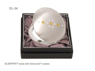 34 lusterko kosmetyczne żółty biały Swarovski crystal cosmetic mirror yellow white Kosmetik Taschenspiegel dla Niej gift (6).jpg