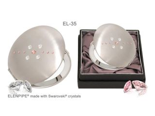 35 (2in1) sw lusterko kosmetyczne biały różowy Swarovski crystal cosmetic mirror white pink Kosmetik Taschenspiegel dla Niej gift (5).jpg