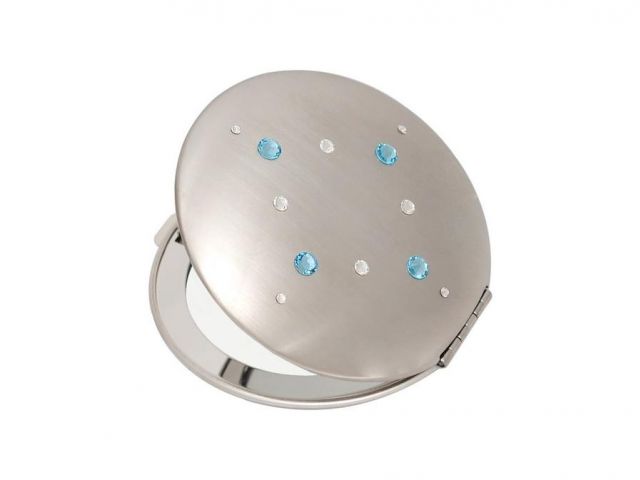 36 lusterko kosmetyczne biały niebieski Swarovski crystal cosmetic mirror white blue Kosmetik Taschenspiegel dla Niej gift (1).jpg