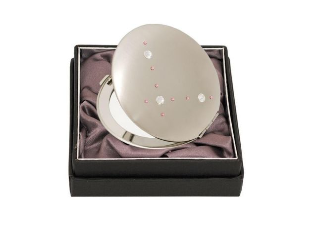37 lusterko kosmetyczne biały różowy Swarovski crystal cosmetic mirror white pink Kosmetik Taschenspiegel dla Niej gift (5).jpg