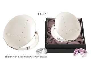37 (2in1) sw lusterko kosmetyczne biały różowy Swarovski crystal cosmetic mirror white pink Kosmetik Taschenspiegel dla Niej gift (1).jpg