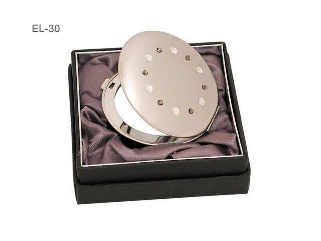 30 lusterko kosmetyczne szary biały Swarovski crystal cosmetic mirror grey white Kosmetik Taschenspiegel dla Niej gift (5).jpg