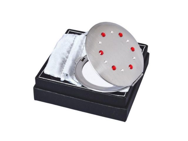 30.3 lusterko kosmetyczne czerwone białe Swarovski crystal cosmetic mirror red white Kosmetik Taschenspiegel dla Niej gift (5).jpg