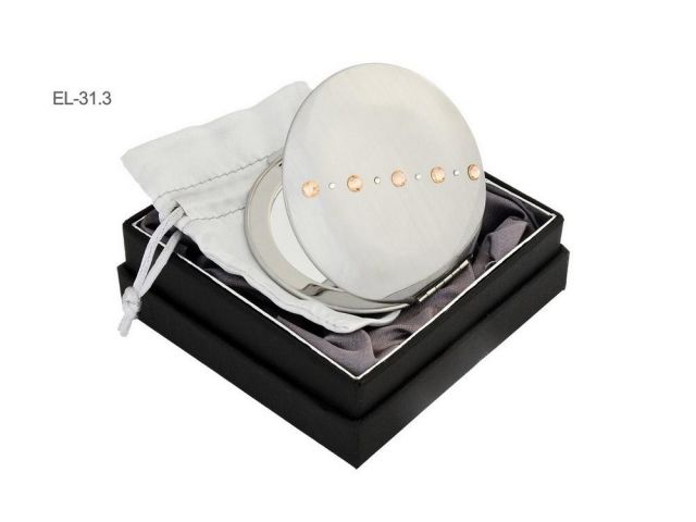 31.3 lusterko kosmetyczne biały beżowy Swarovski crystal cosmetic mirror white peach Kosmetik Taschenspiegel dla Niej gift (6).jpg