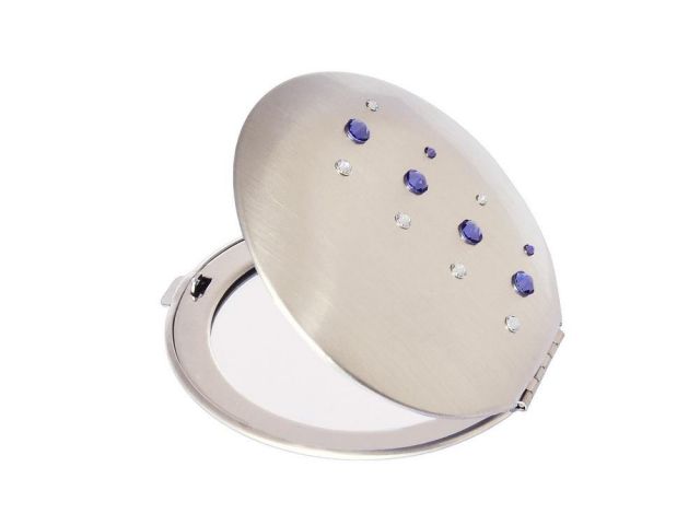 33.1 lusterko kosmetyczne fiolet biały Swarovski crystal cosmetic mirror violet white Kosmetik Taschenspiegel dla Niej gift (1).jpg