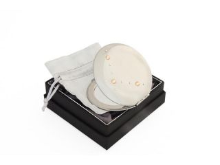 37.1 lusterko kosmetyczne beżowy biały Swarovski crystal cosmetic mirror peach white Kosmetik Taschenspiegel dla Niej gift (8).JPG