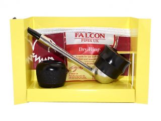 6235111 fajka-Falcon-zestaw-w-pudełku-2 główki-prosty-srebrny-cybuch-wyciory-krążki-filtrujące.jpg